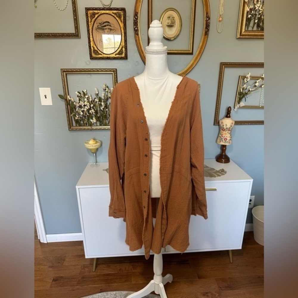 Flowy Orange Button Up Cardigan